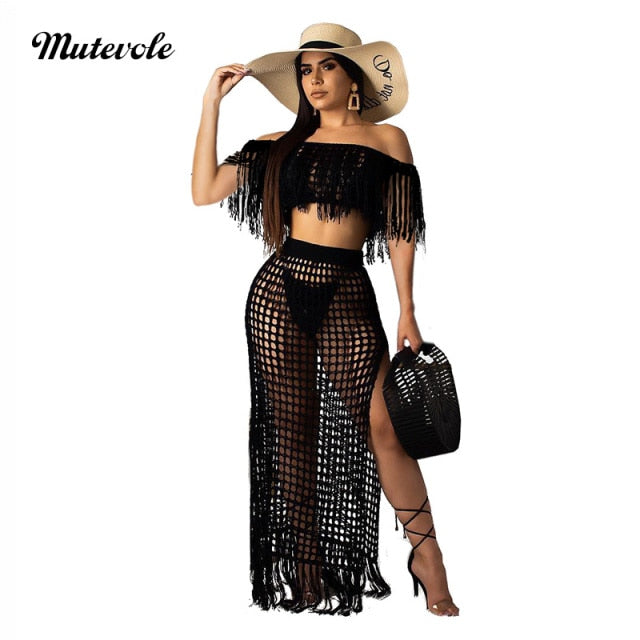 Knit Me Up 2 Piece Swim Suit Cover Up - KeepMeDifferent