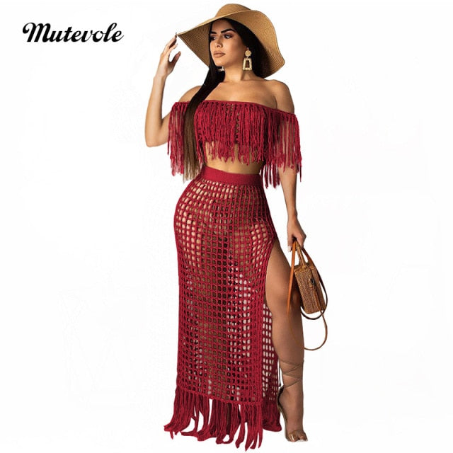 Knit Me Up 2 Piece Swim Suit Cover Up - KeepMeDifferent