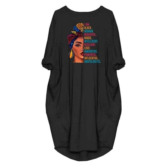 African American Oversize Pocket Dress - KeepMeDifferent