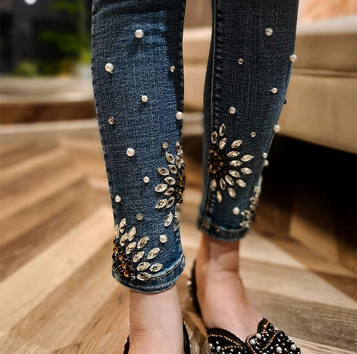 Diamond Pecan Beaded Jeans