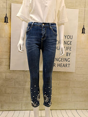 Diamond Pecan Beaded Jeans