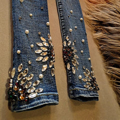 Diamond Pecan Beaded Jeans