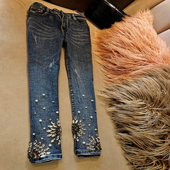 Diamond Pecan Beaded Jeans