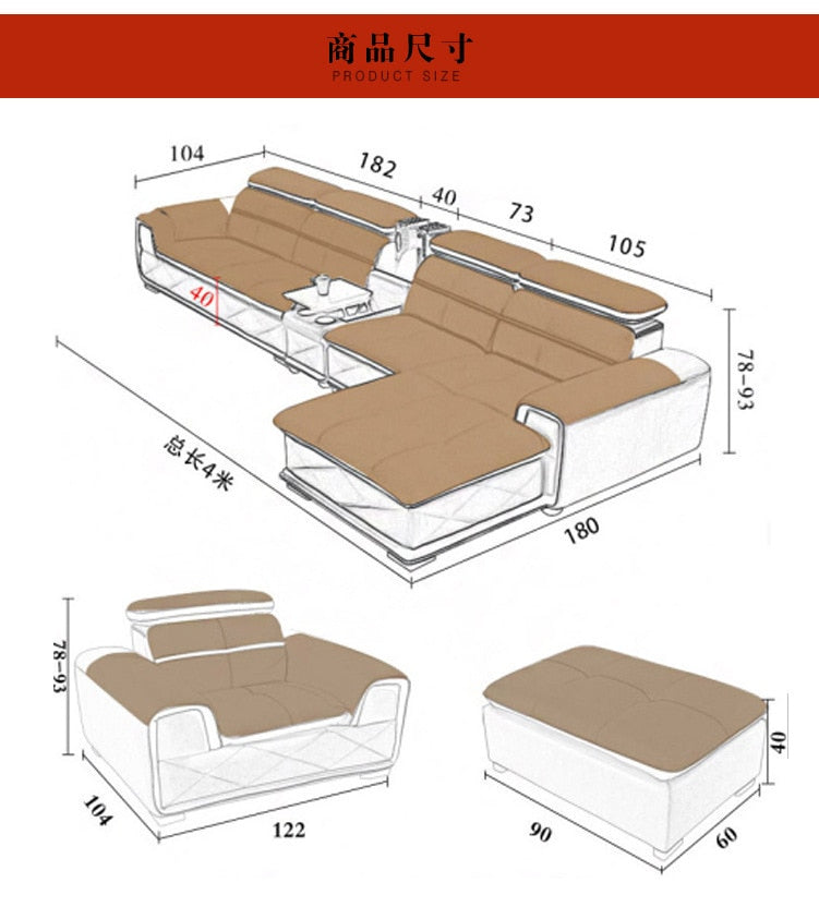 Leather Lovers Sofa With Tea Table