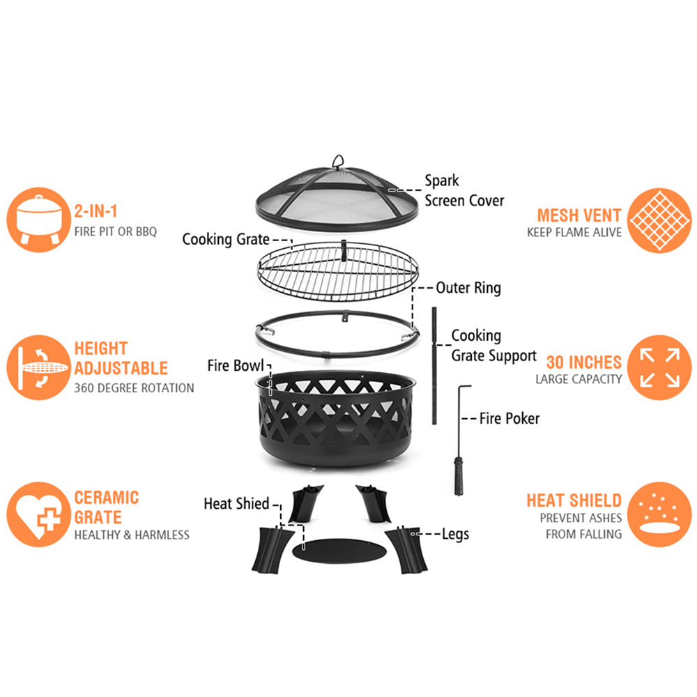 Outdoor Fire Pit/BBQ Grill