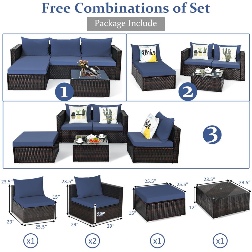 5PC Patio Sectional w/ Coffee Table