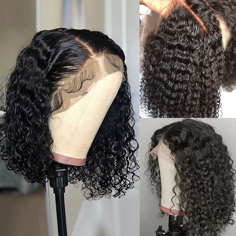 Malaysian Jerry Curly Pre Plucked  Glueless 13x4 Deep Wave Frontal