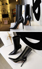 I like it leather women ankle heel boots