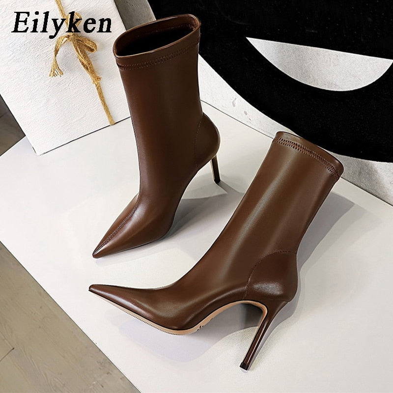 I like it leather women ankle heel boots