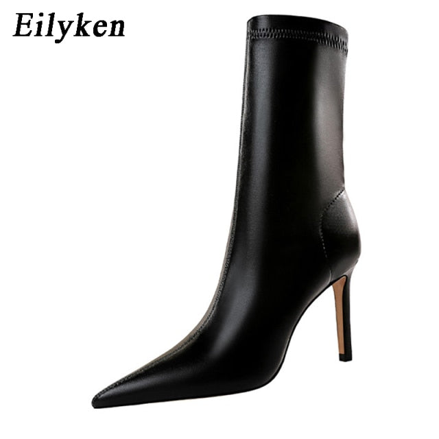 I like it leather women ankle heel boots