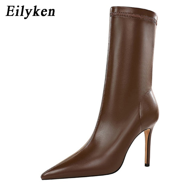 I like it leather women ankle heel boots