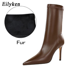 I like it leather women ankle heel boots