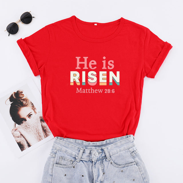 He Is Risen Matthew 28:6 Christian T-Shirt