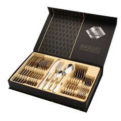 24pcs Gold Dinnerware Set Stainless Steel