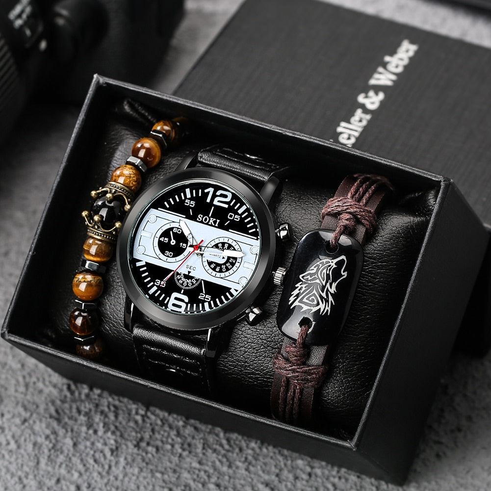 Men's Stylish Watch & Bracelet Set