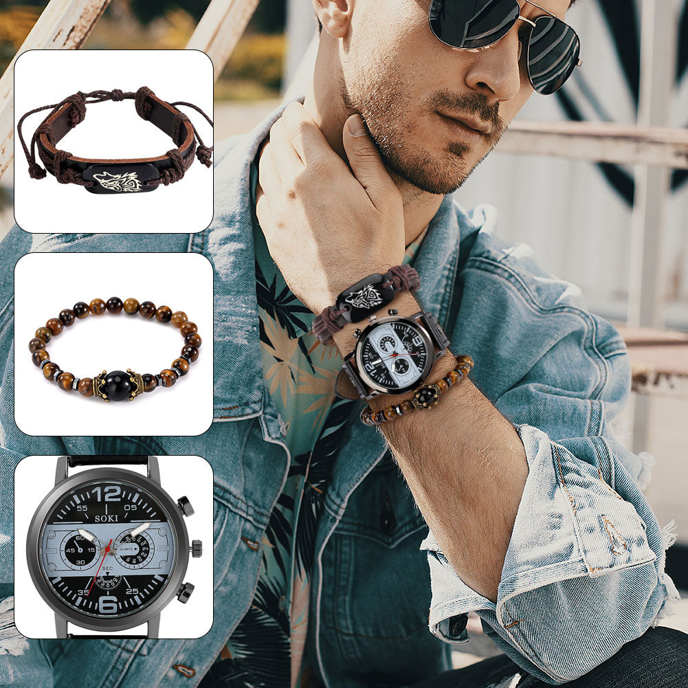 Men's Stylish Watch & Bracelet Set