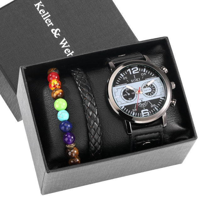 Men's Stylish Watch & Bracelet Set