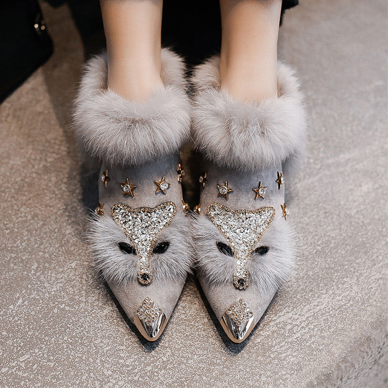 Foxy Owl Fur Ankle Boots