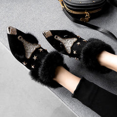 Foxy Owl Fur Ankle Boots