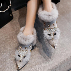 Foxy Owl Fur Ankle Boots