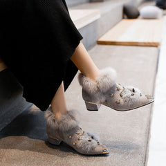 Foxy Owl Fur Ankle Boots