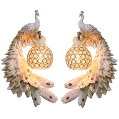 Crystal Twin Peacock Wall Lamp