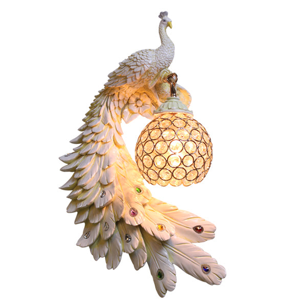 Crystal Twin Peacock Wall Lamp