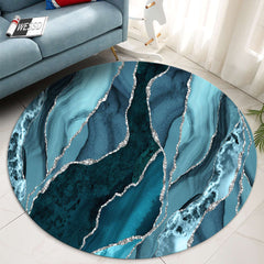 Marble Blue Round Rug