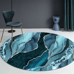 Marble Blue Round Rug