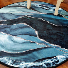 Marble Blue Round Rug