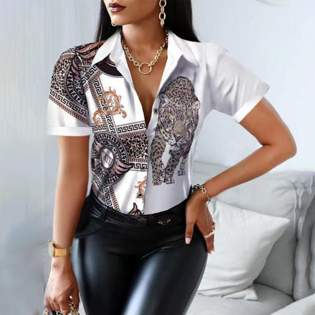 Print Sided Blouse For Women