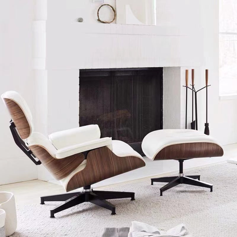 Leather Swivel Lounge Chaise Chair