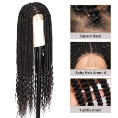 36 inch knotless braided lace front wig