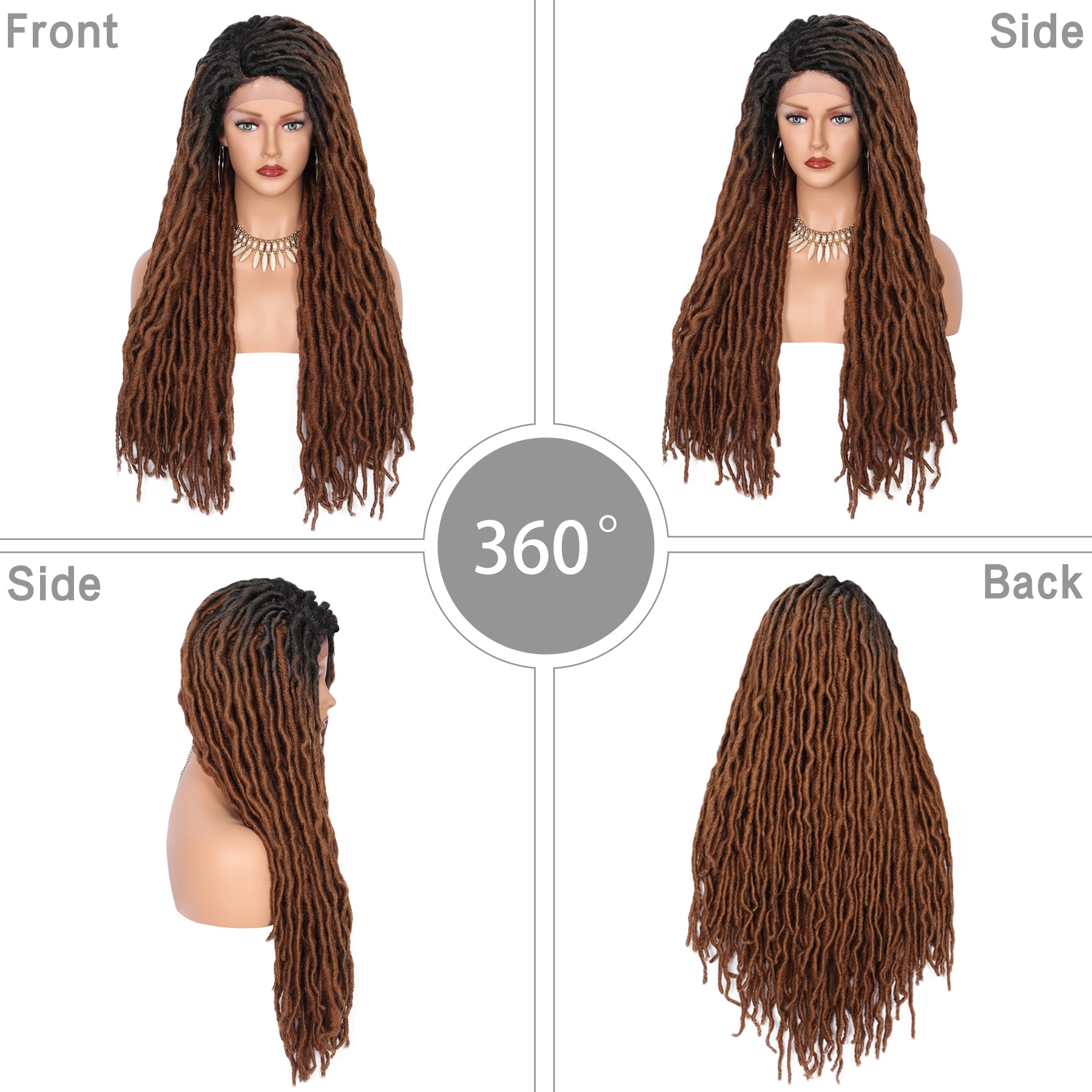 Synthetic Faux Locs Ombre Lacefront Wig