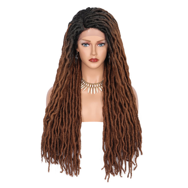 Synthetic Faux Locs Ombre Lacefront Wig