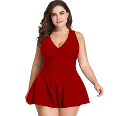 One Piece Dress Swimsuit With Boxer's Included For Plus Size