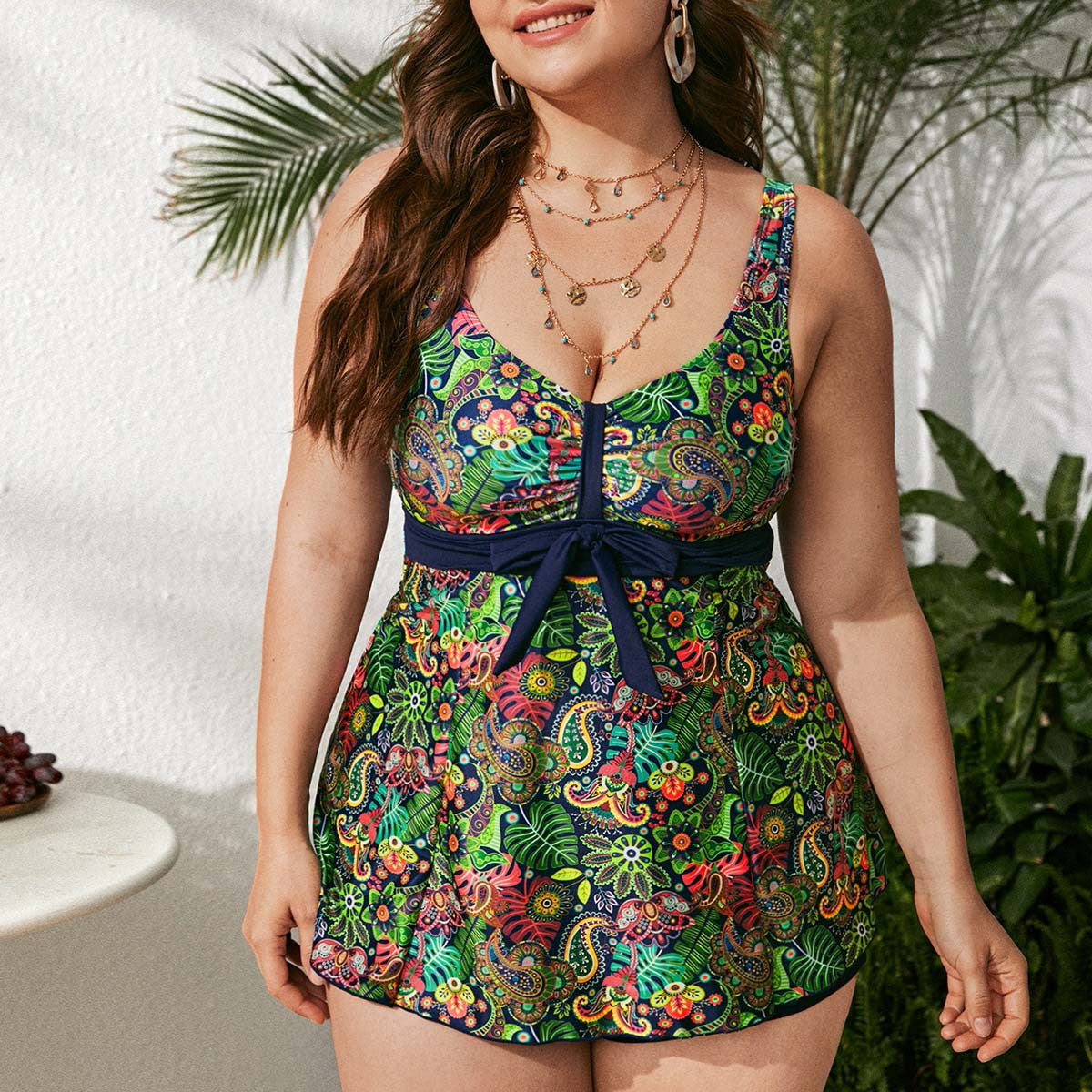 Peacock Feathers Plus Size Bikini Set